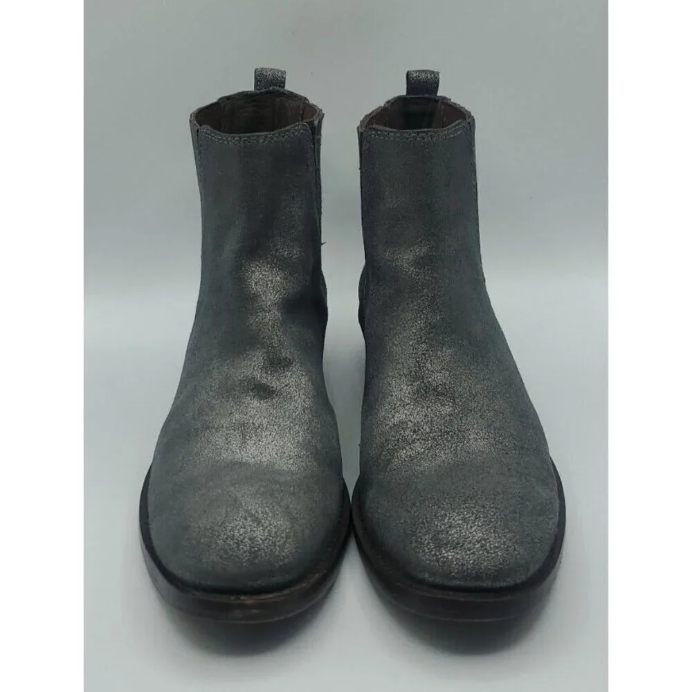 Tory Burch Wade Chelsea Gray Silver Shimmer Leather Ankle Boot Women's 9M /40